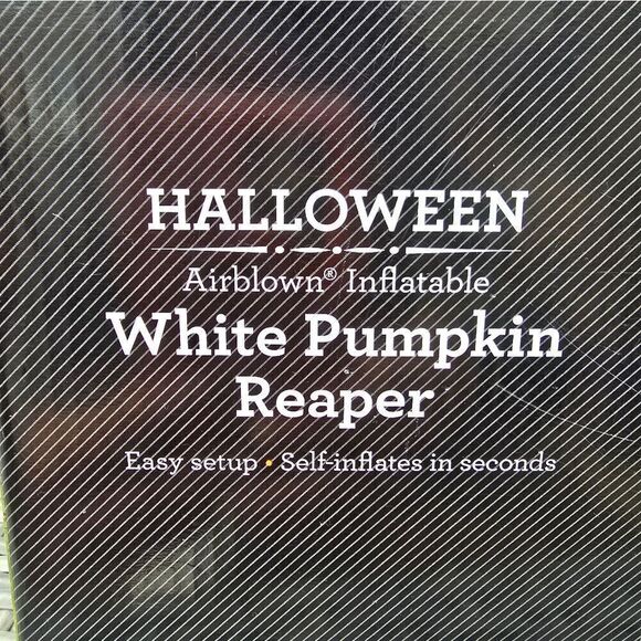 NIB Halloween White Pumpkin Reaper 5ft Airblown Yard Inflatable - Lights Up - Picture 4 of 4